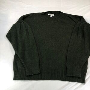 Woven Heart Green Puff Shoulder Crew Neck Sweater WHF12 Small